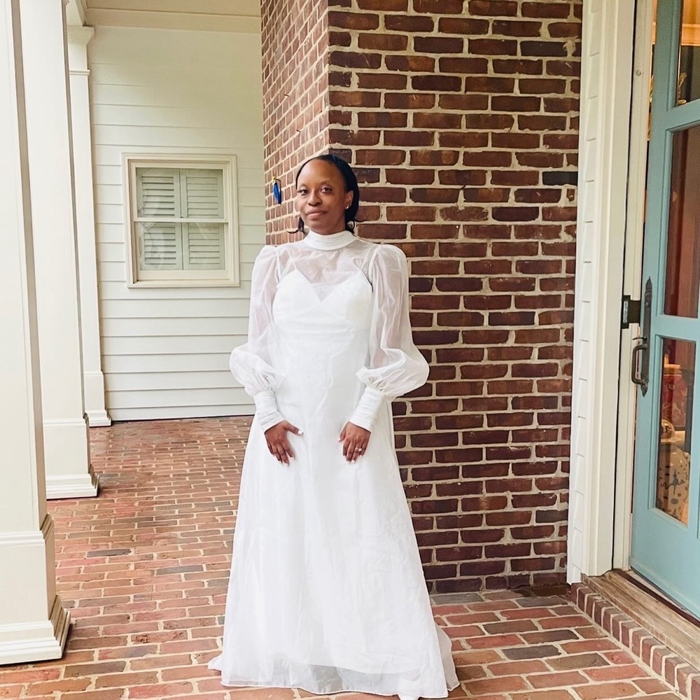 Anthropologie Sheer White Wedding Dress